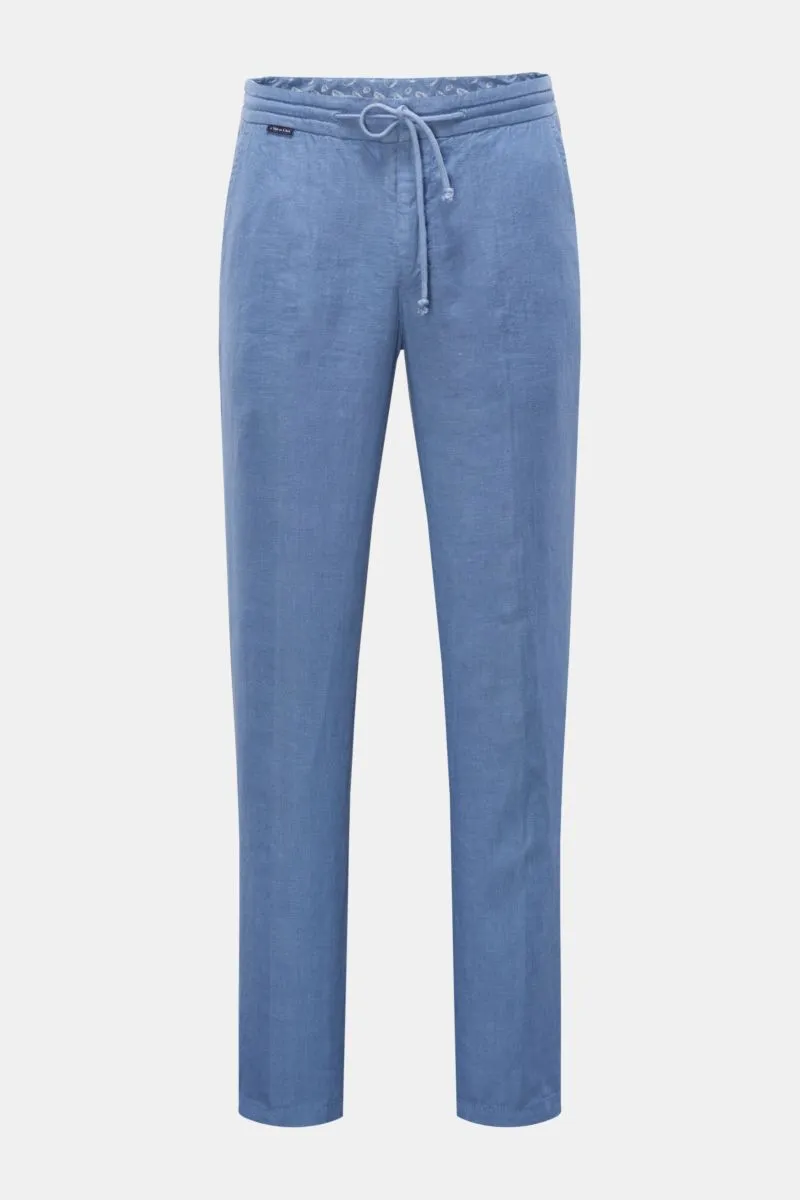 04651/ A TRIP IN A BAG linen jogger pants 'Linen Pant' smoky blue