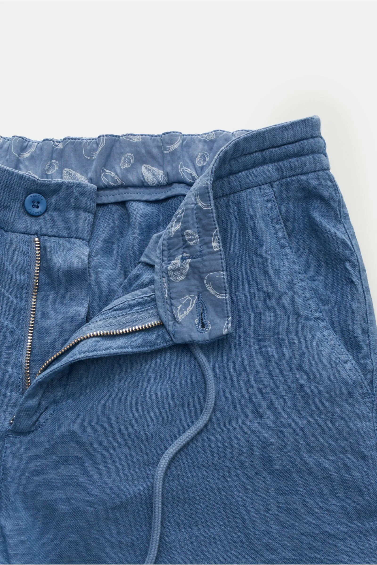 04651/ A TRIP IN A BAG linen jogger pants 'Linen Pant' smoky blue