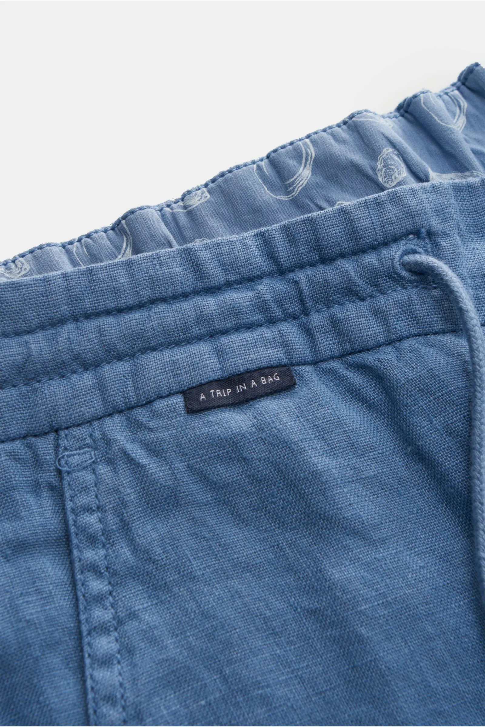 04651/ A TRIP IN A BAG linen jogger pants 'Linen Pant' smoky blue