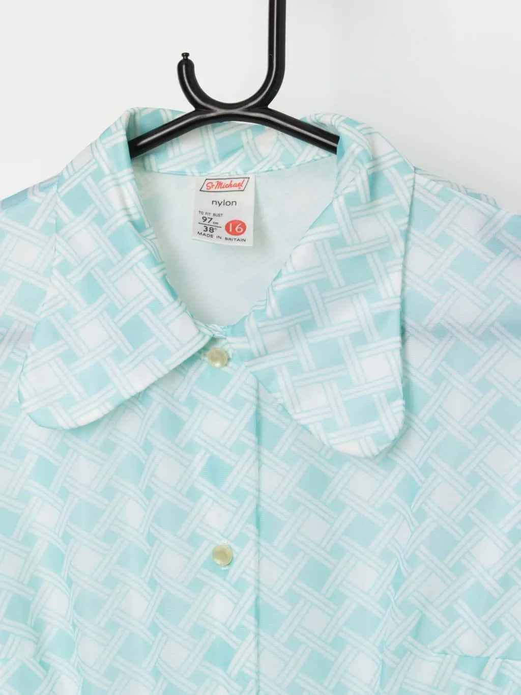 1960s vintage St Michael semi sheer blouse in pale blue – Medium / Large