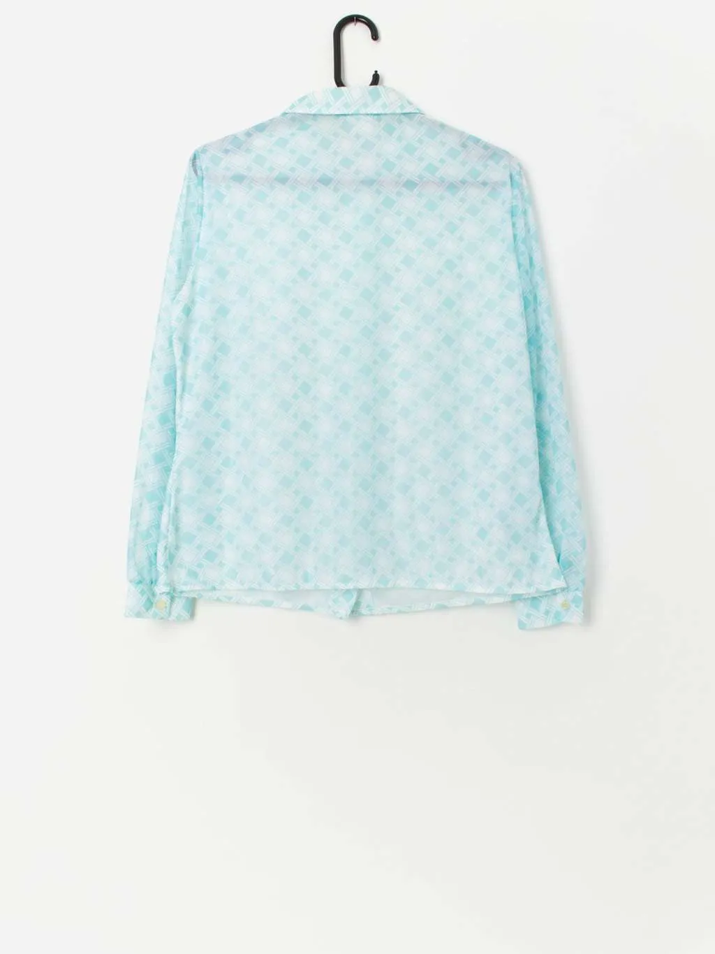 1960s vintage St Michael semi sheer blouse in pale blue – Medium / Large