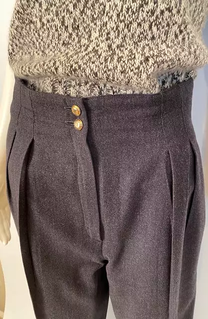 1980’s Chanel Boutique Vintage Gray Wool Pant Trouser US 6/8