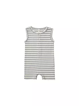 [50%OFF] ribbed henley romper | ocean stripe