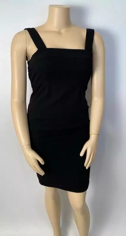 96P, 1996 Spring Vintage Chanel Black wool cocktail Dress FR 44