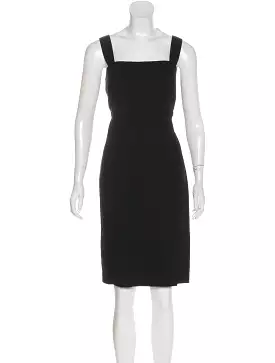 96P, 1996 Spring Vintage Chanel Black wool cocktail Dress FR 44