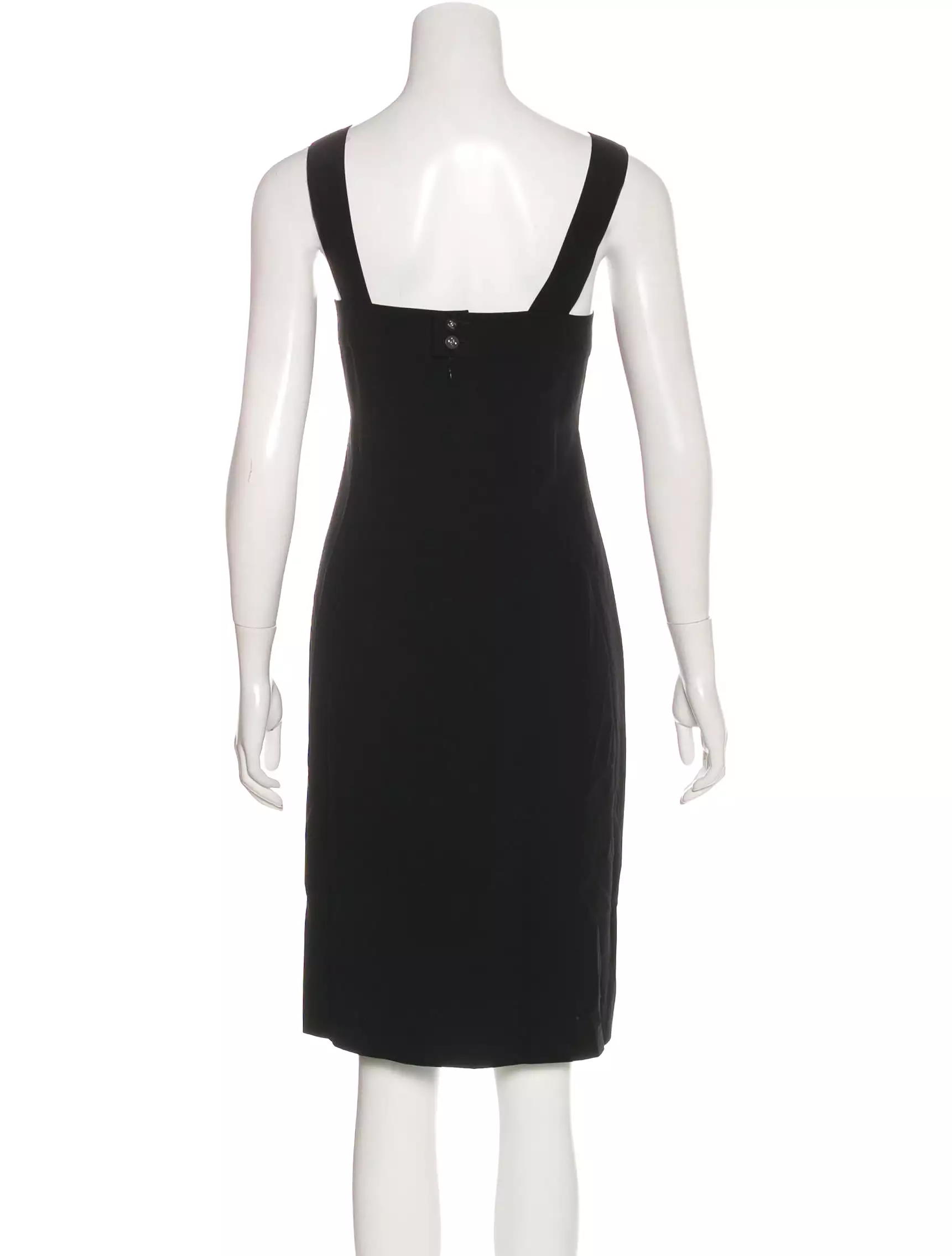 96P, 1996 Spring Vintage Chanel Black wool cocktail Dress FR 44