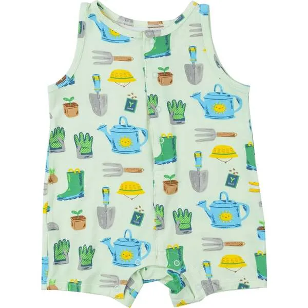 Angel Dear Garden Tools Shortie Romper, Green