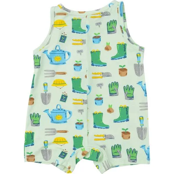 Angel Dear Garden Tools Shortie Romper, Green