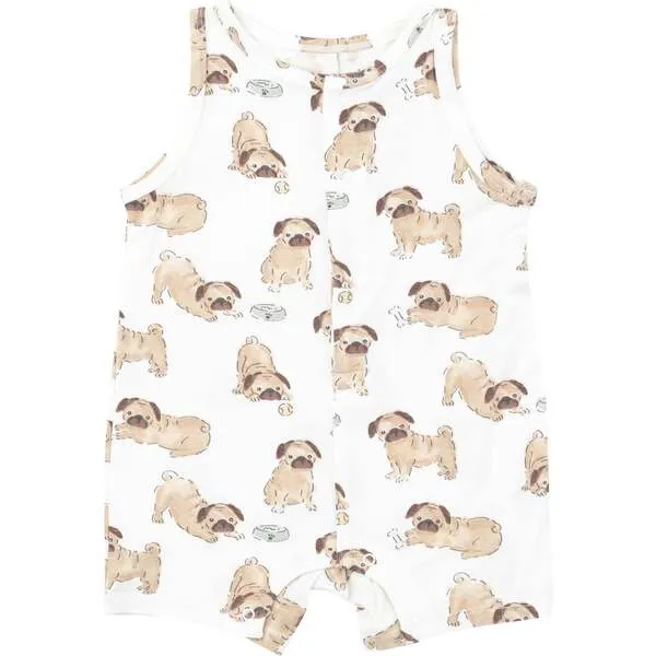 Angel Dear Pugs Shortie Romper, White