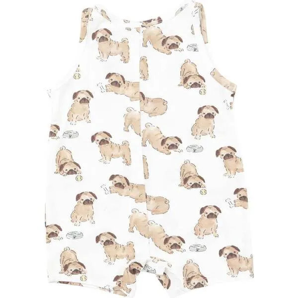 Angel Dear Pugs Shortie Romper, White