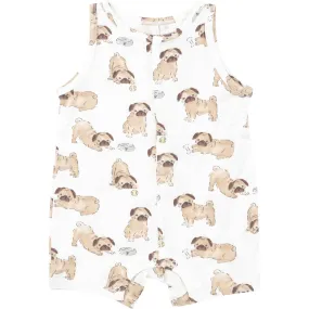 Angel Dear Pugs Shortie Romper, White