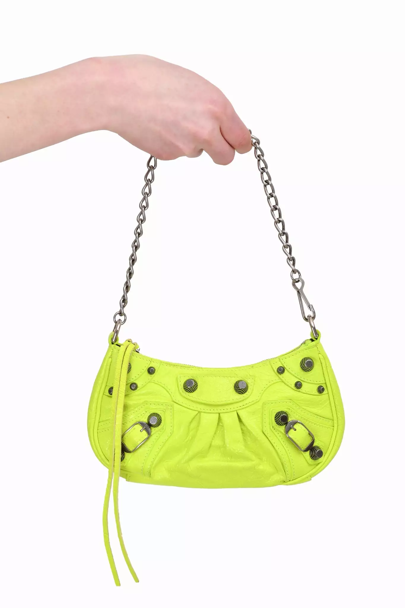 Balenciaga Neon Yellow Leather 'Le Cagole' Mini Chain Bag