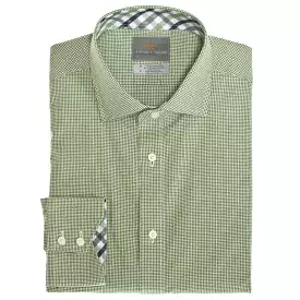 Big & Tall Green Tonal Check Button Down Sport Shirt