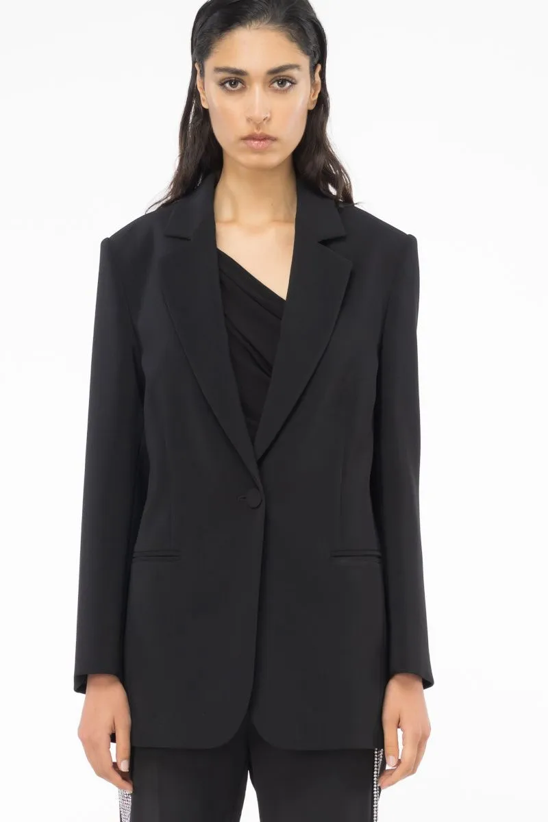 Blazer crepe stretch monochrome donna Nero