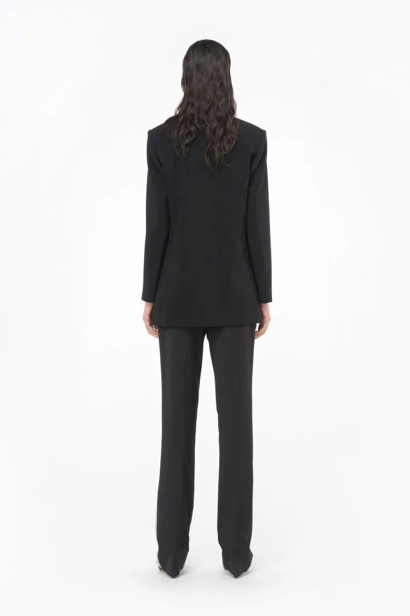 Blazer crepe stretch monochrome donna Nero