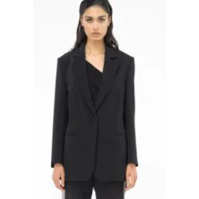 Blazer crepe stretch monochrome donna Nero