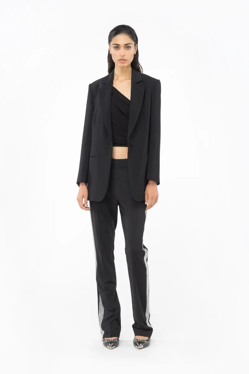 Blazer crepe stretch monochrome donna Nero