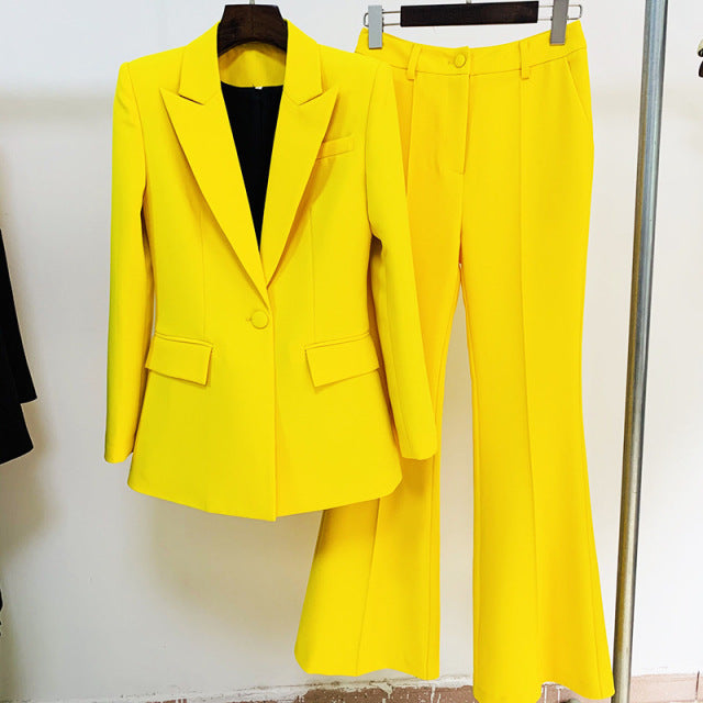 Blazer Pantsuits Two Piece Set Back to  Office Blazer + Pants Formal Suit