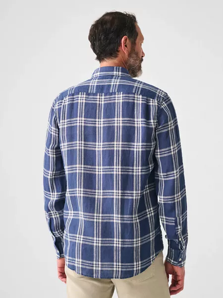 BLUE JETTY PLAID LINEN LAGUNA SPORT SHIRT