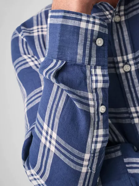 BLUE JETTY PLAID LINEN LAGUNA SPORT SHIRT