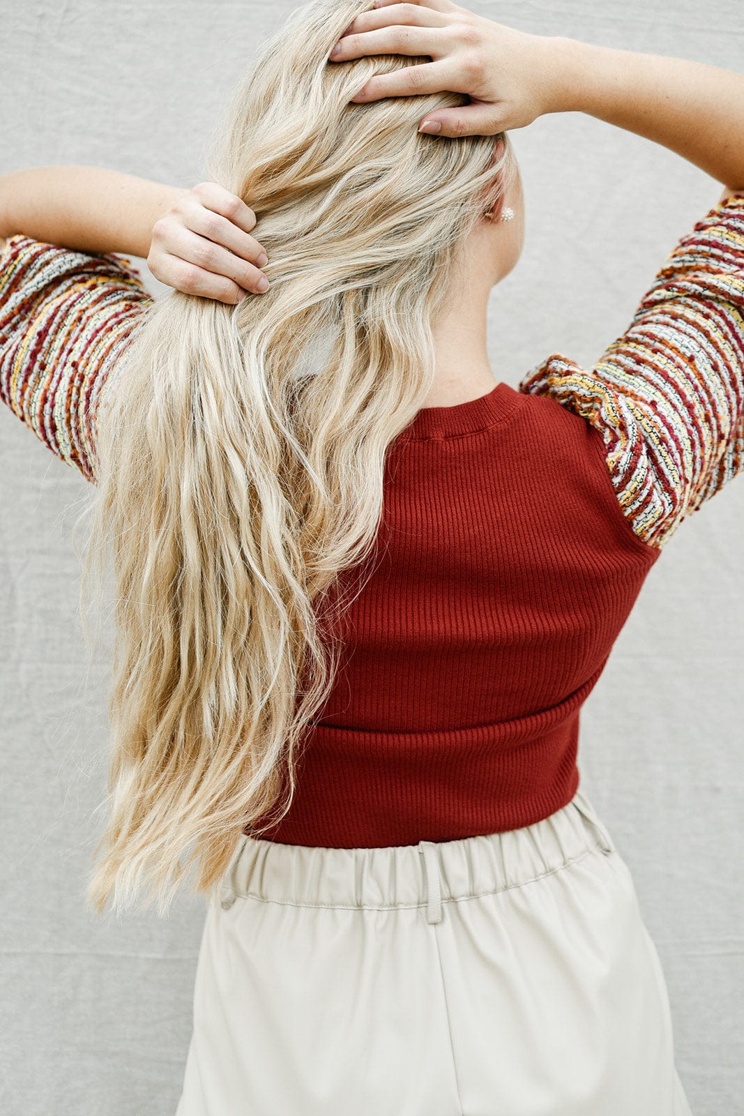 Brick Tweed Puff Sleeve Top