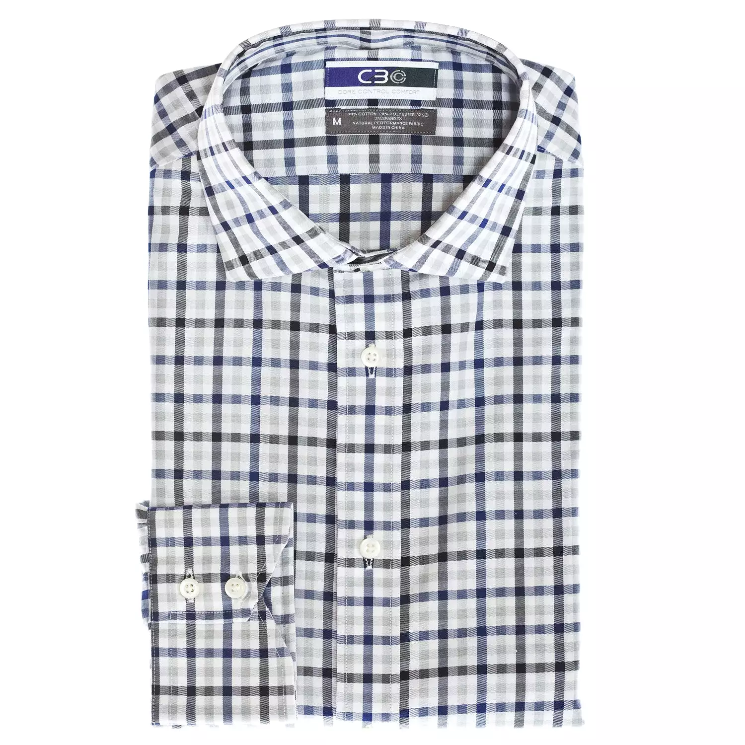 C3 Blue Dobby Check Performance Sport Shirt