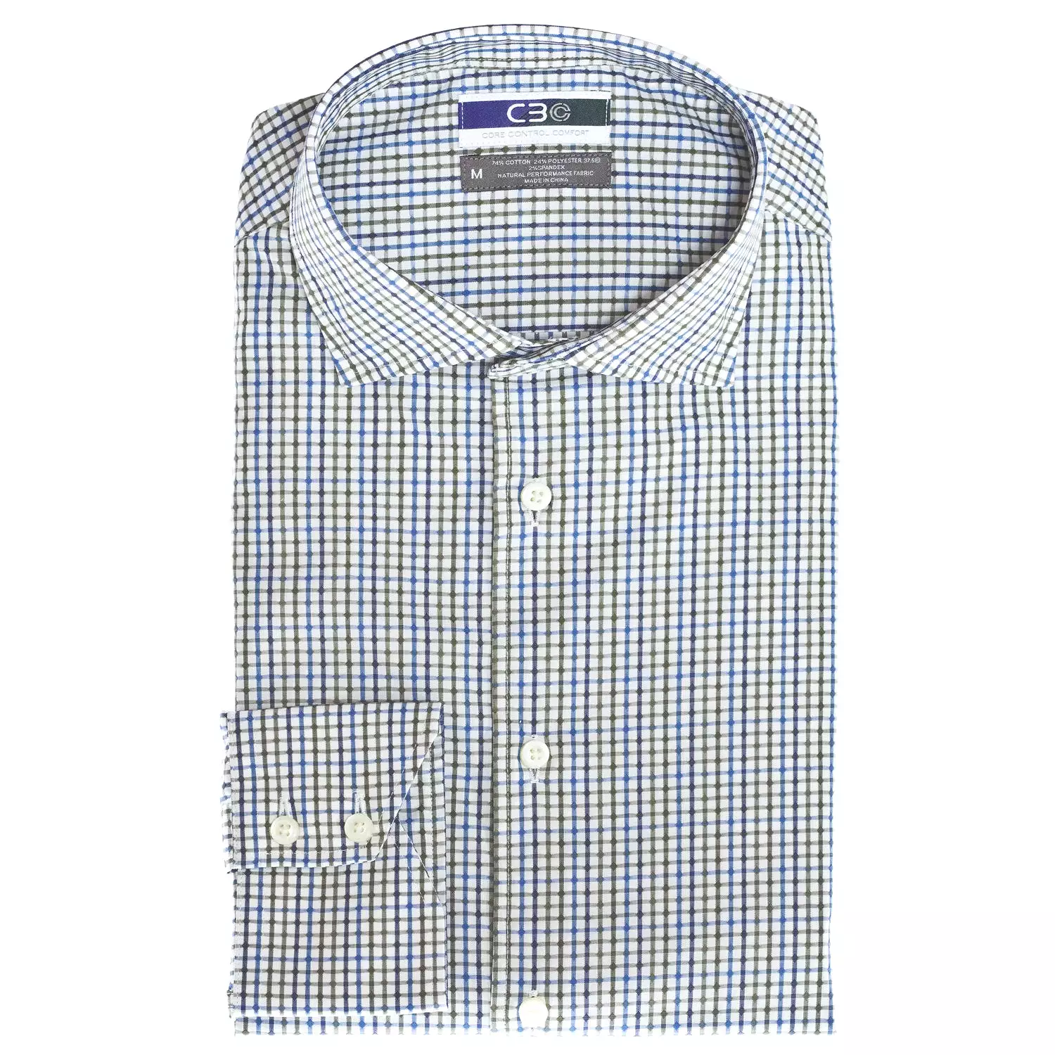 C3 Olive Dobby Check Performance Sport Shirt