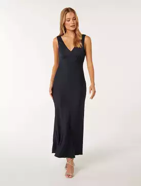 Cameron V Neck Satin Maxi Dress