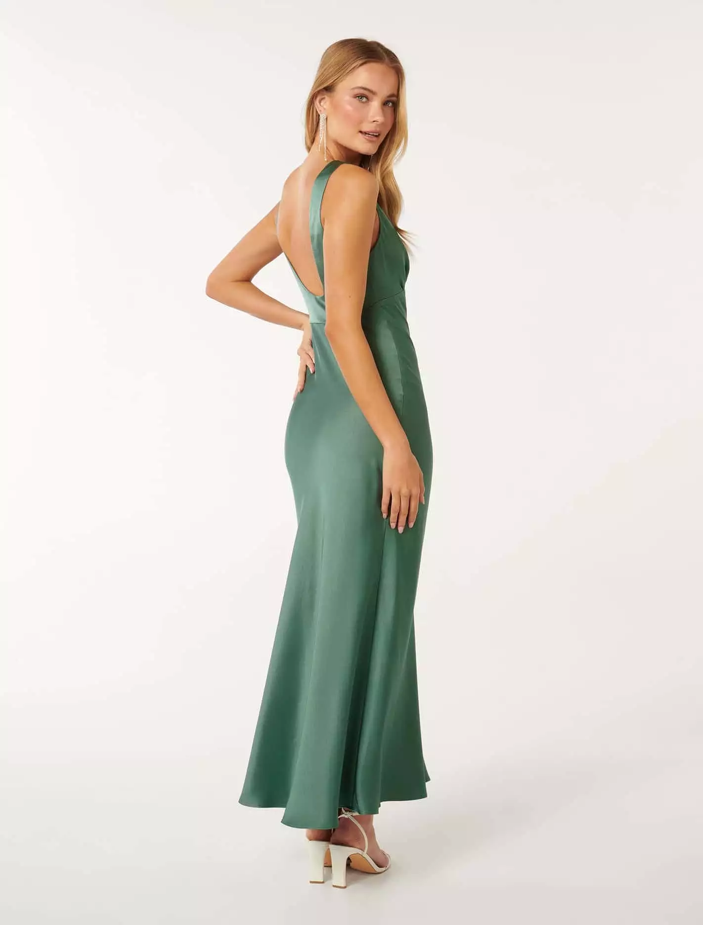 Cameron V Neck Satin Maxi Dress