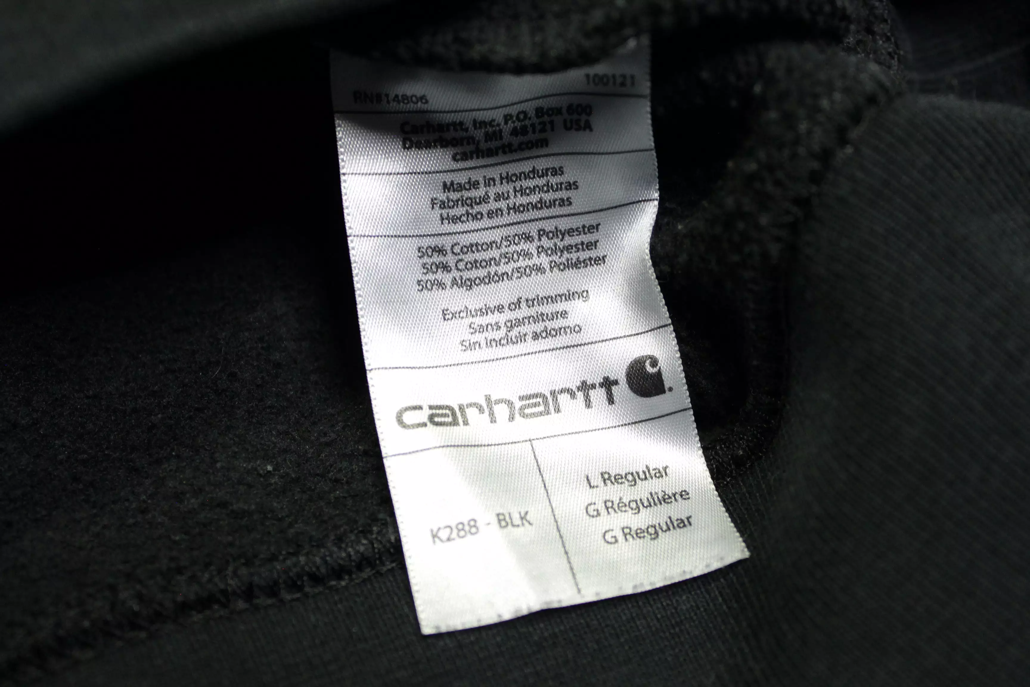 Carhartt K288 BLK Black Pullover Construction Hoodie Sweatshirt