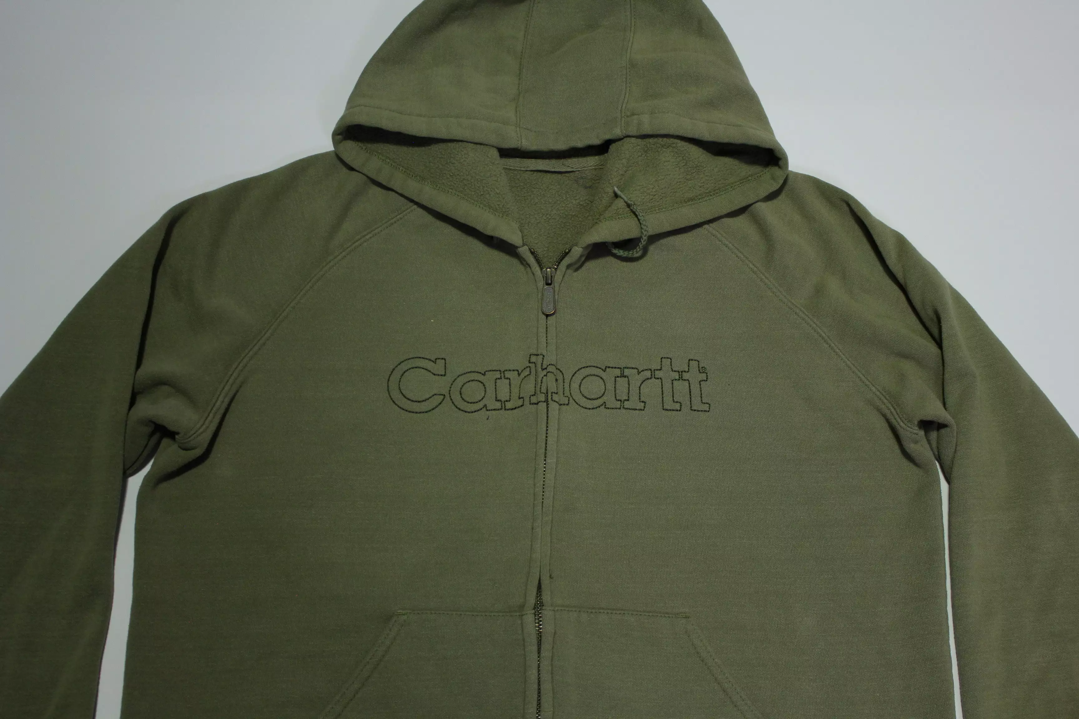 Carhartt Zip Up Stitched Spellout 10's Work Construction Hoodie Sweatshirt