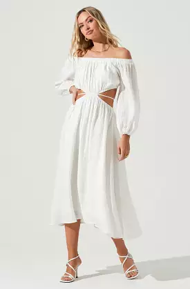 Cassian Cutout Off Shoulder Midi Dress