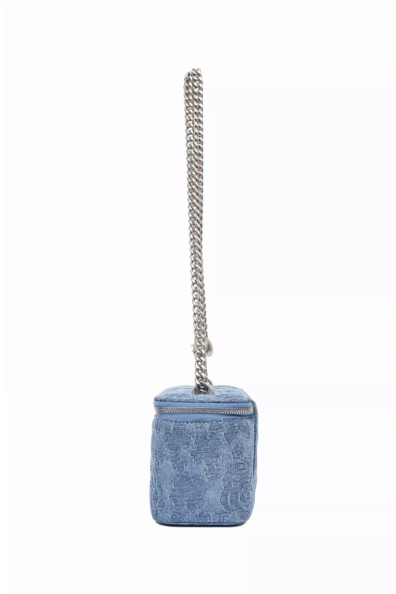 Chanel Blue Denim Quilted Camellia Case Chain Bag with Mirror