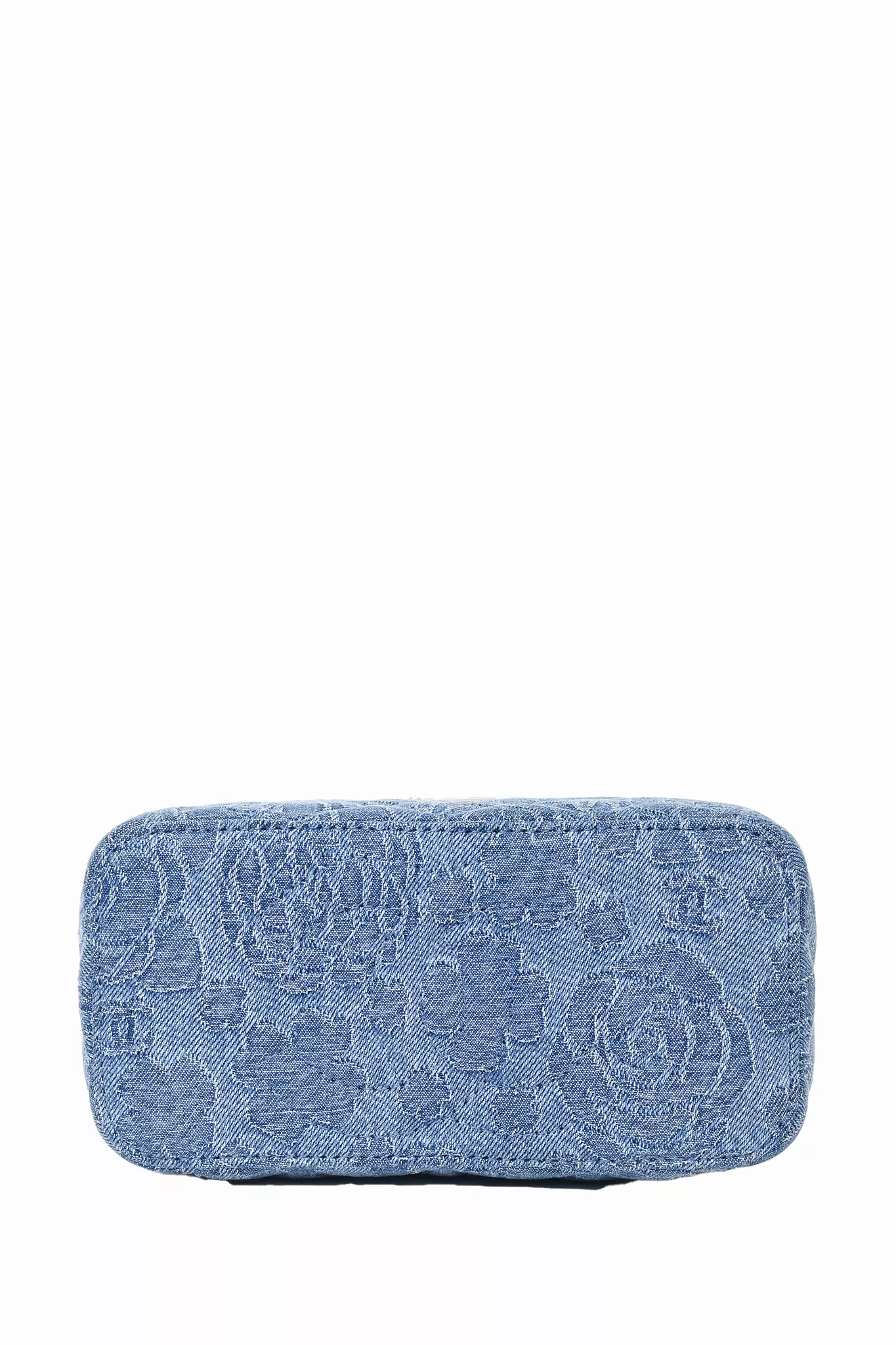 Chanel Blue Denim Quilted Camellia Case Chain Bag with Mirror