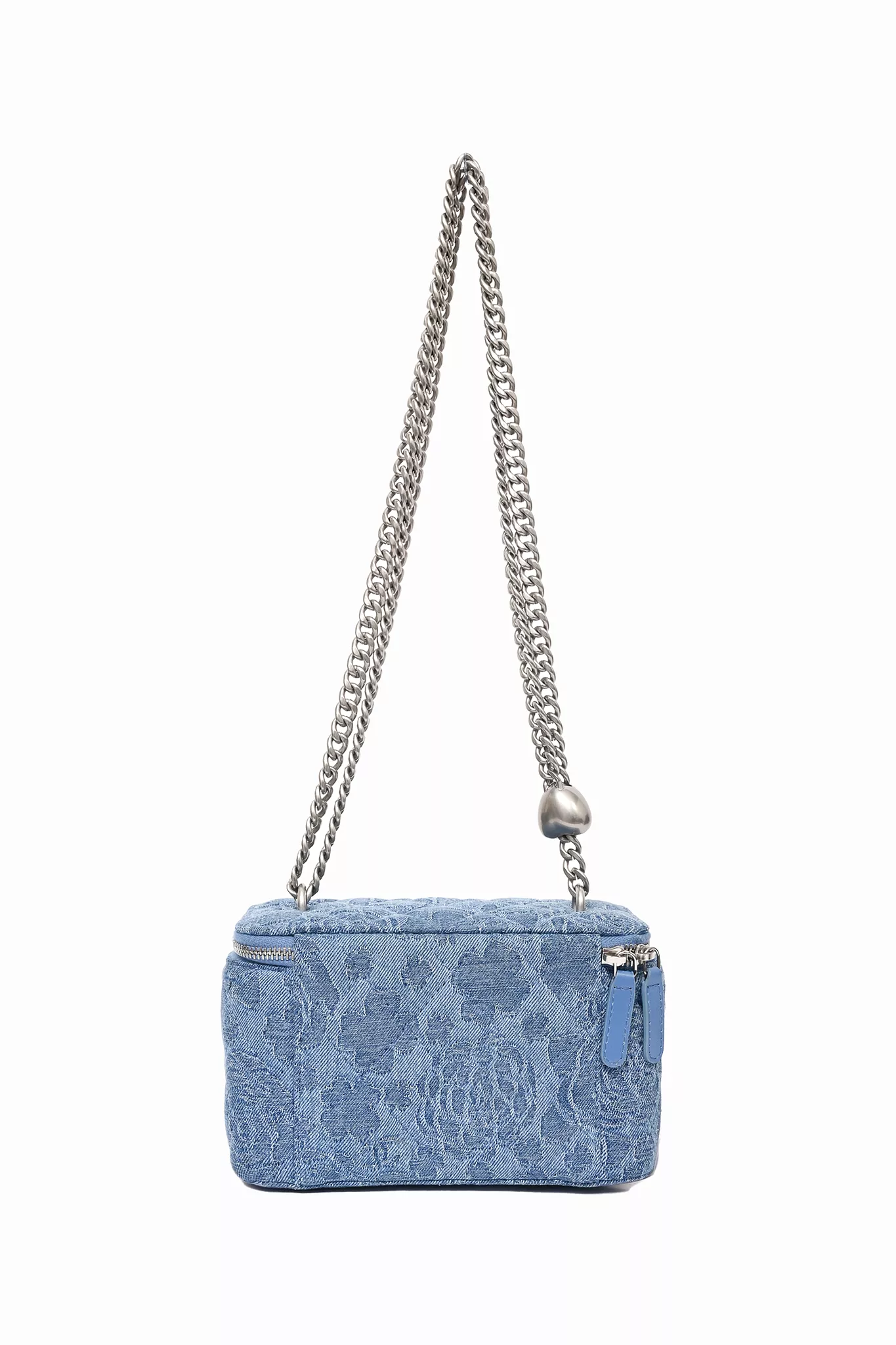 Chanel Blue Denim Quilted Camellia Case Chain Bag with Mirror