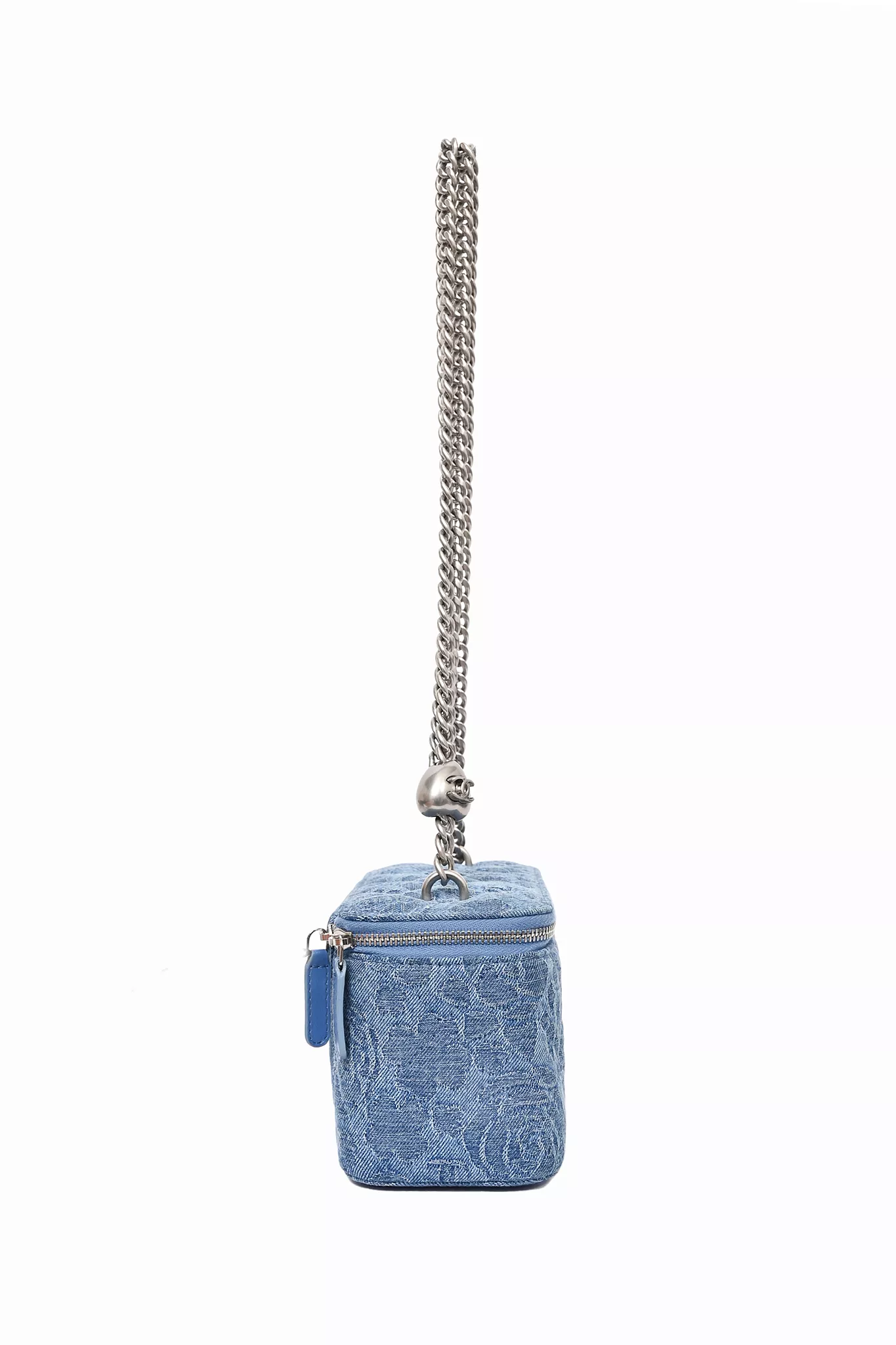 Chanel Blue Denim Quilted Camellia Case Chain Bag with Mirror