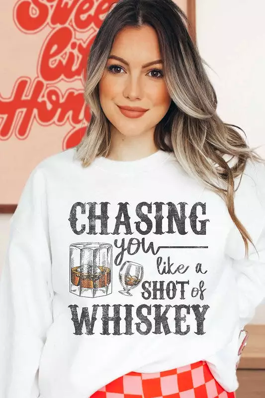 CHASING WHISKEY GRAPHIC SWEATSHIRT PLUS SIZE