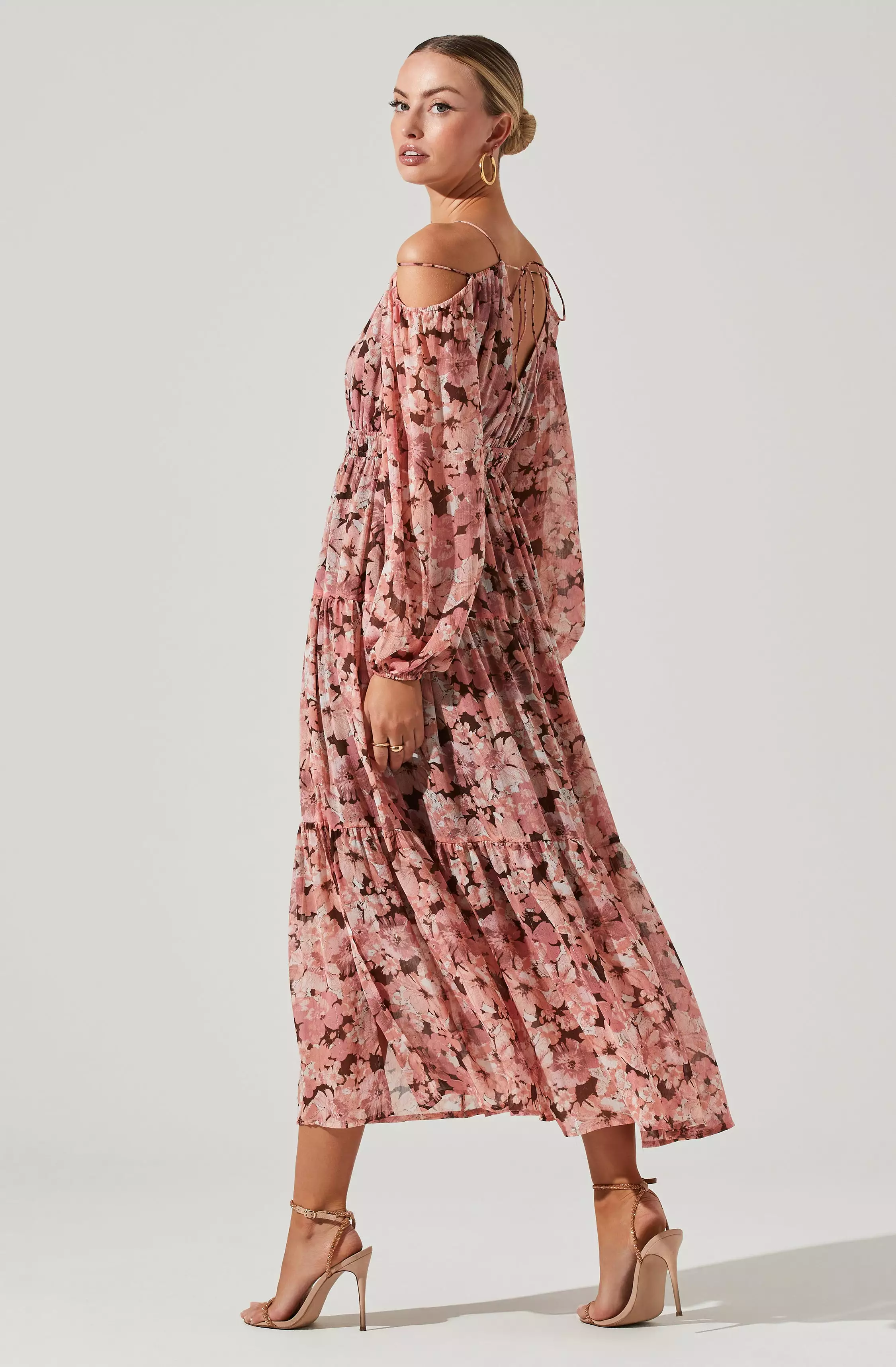 Ciri Floral Cold Shoulder Midi Dress