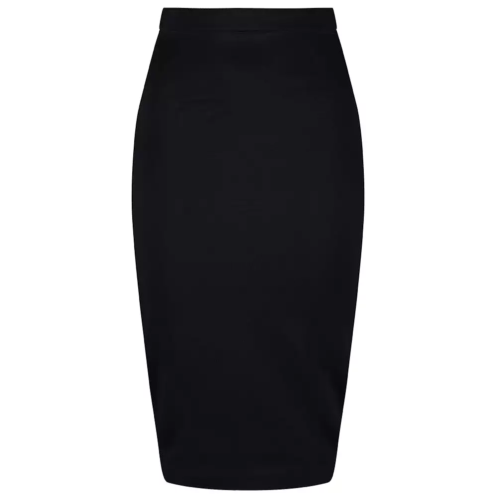 Classic Black Stretch Pencil Bodycon Midi Office Work Skirt