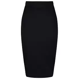 Classic Black Stretch Pencil Bodycon Midi Office Work Skirt