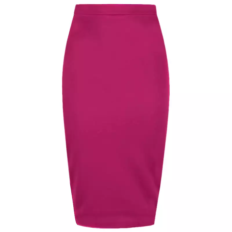 Classic Stretch Amaranth Pencil Bodycon Midi Office Work Skirt