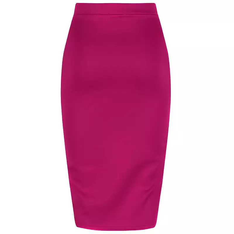 Classic Stretch Amaranth Pencil Bodycon Midi Office Work Skirt