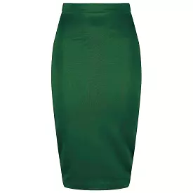 Classic Stretch Emerald Green Pencil Bodycon Midi Office Work Skirt