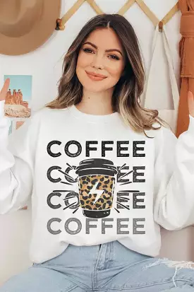 COFFEE LIGHTING GRAPHIC SWEATSHIRT PLUS SIZE