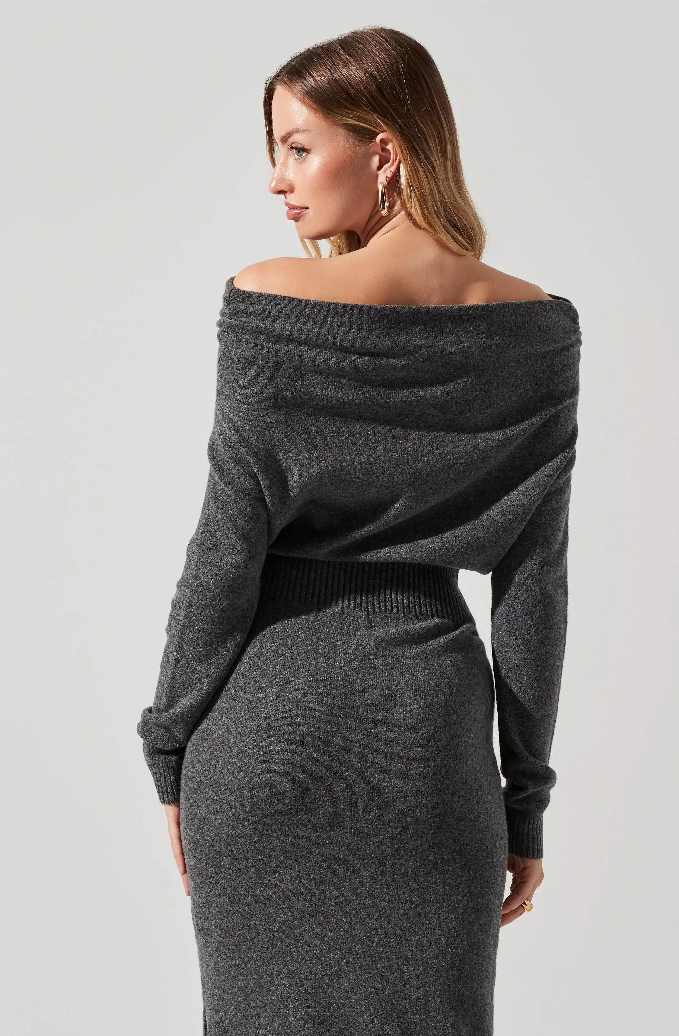 Cora Off Shoulder Midi Sweater Dress