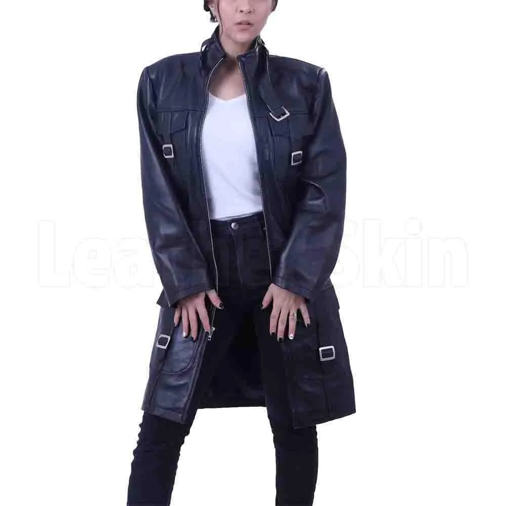 Cowhide Leather Long Coat - Leather Skin Shop