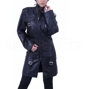 Cowhide Leather Long Coat - Leather Skin Shop