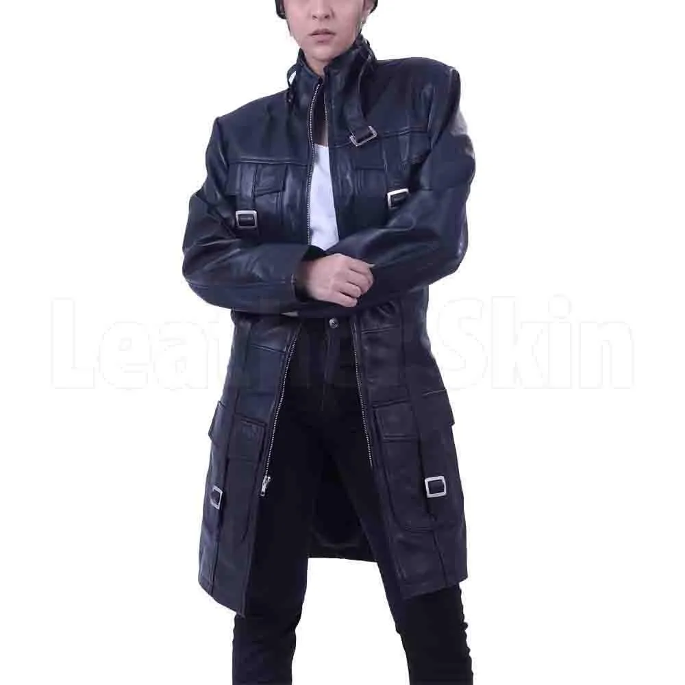 Cowhide Leather Long Coat - Leather Skin Shop