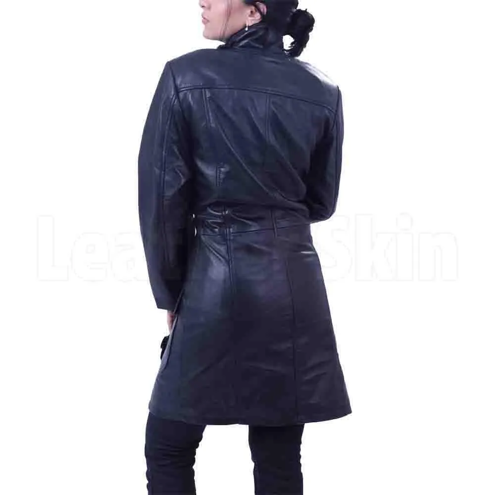 Cowhide Leather Long Coat - Leather Skin Shop