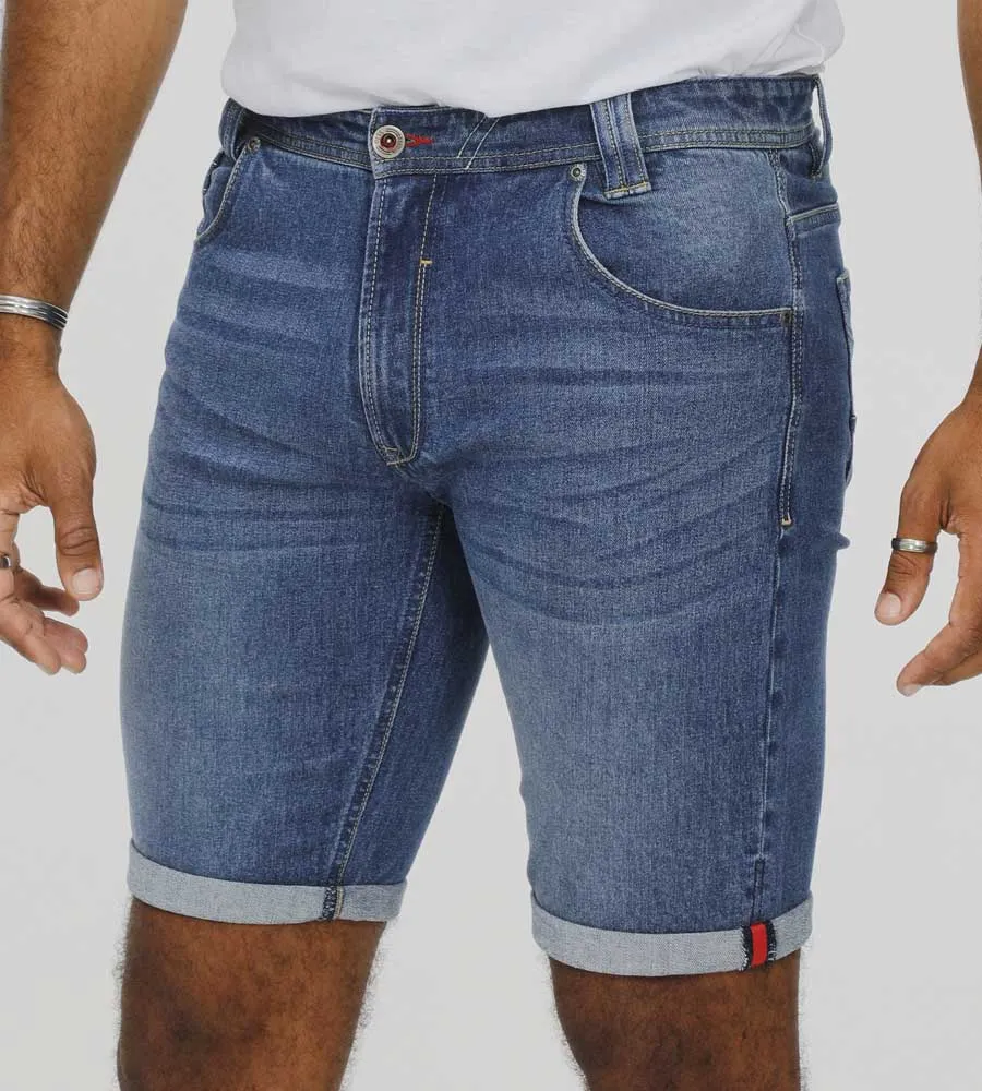 D555 Mens Blue Stretch Denim Shorts (JONES)